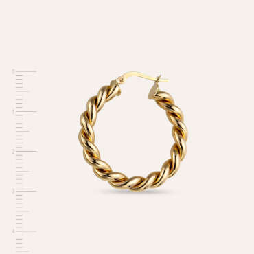 Twisted Yellow Gold Hoop Earring - Nev Jewellery (1)