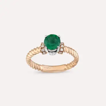 Valeria 1.14 CT Emerald and Diamond Rose Gold Ring - Nev Jewellery (1)