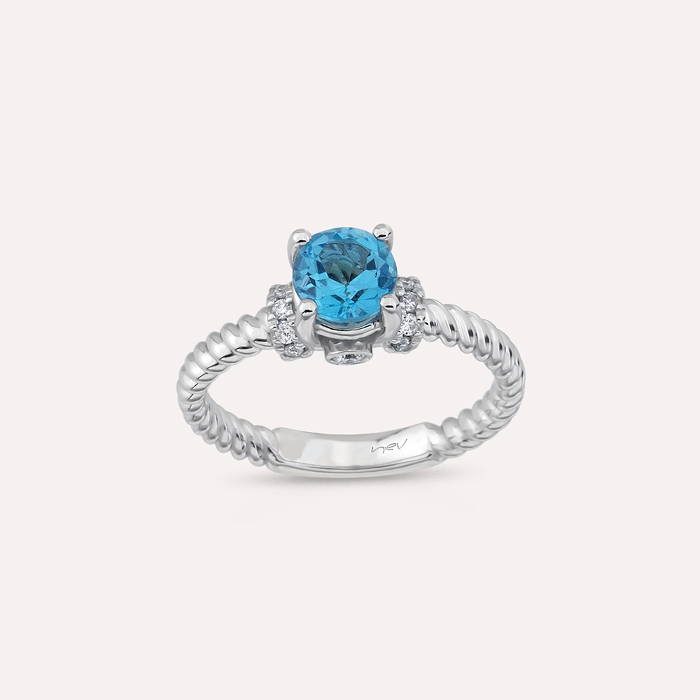 Valeria 1.22 CT Topaz and Diamond White Gold Ring - Nev Jewellery (1)