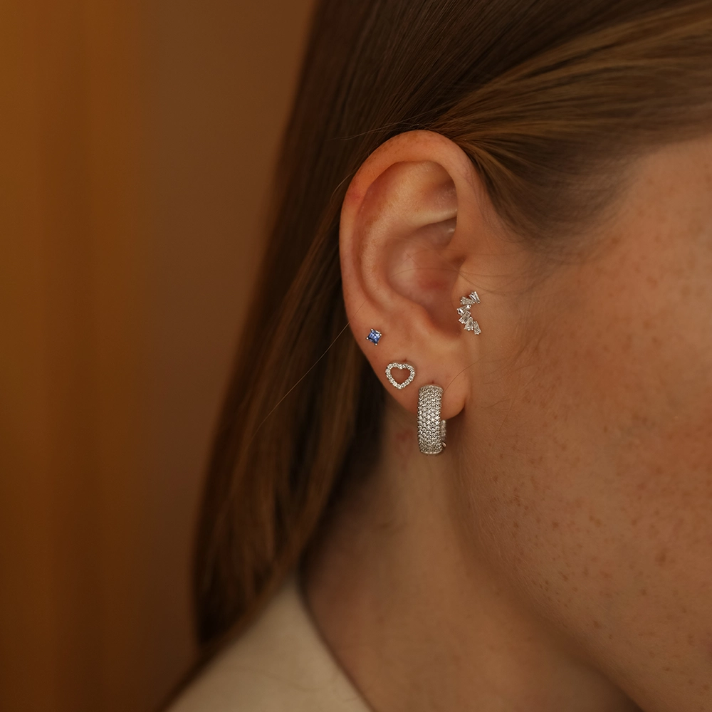 Vega Trapeze Cut Diamond White Gold Piercing - 4