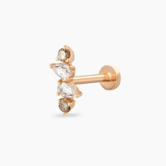 Vine Brown Diamond Rose Gold Piercing - 1