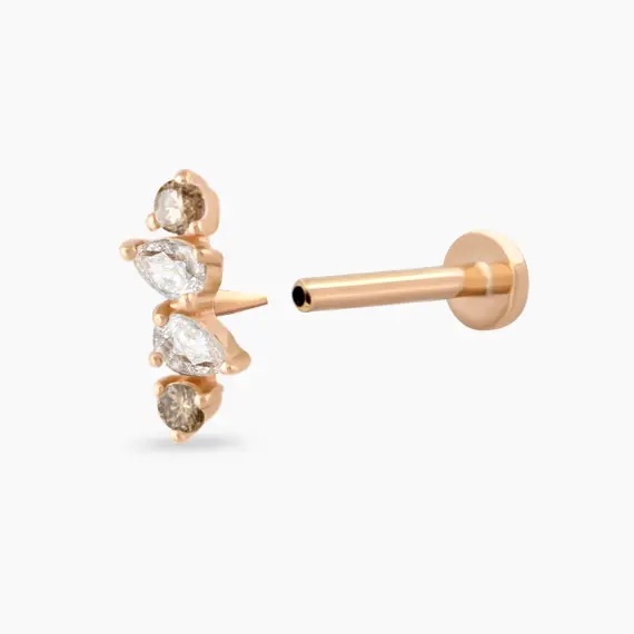 Vine Brown Diamond Rose Gold Piercing - 4