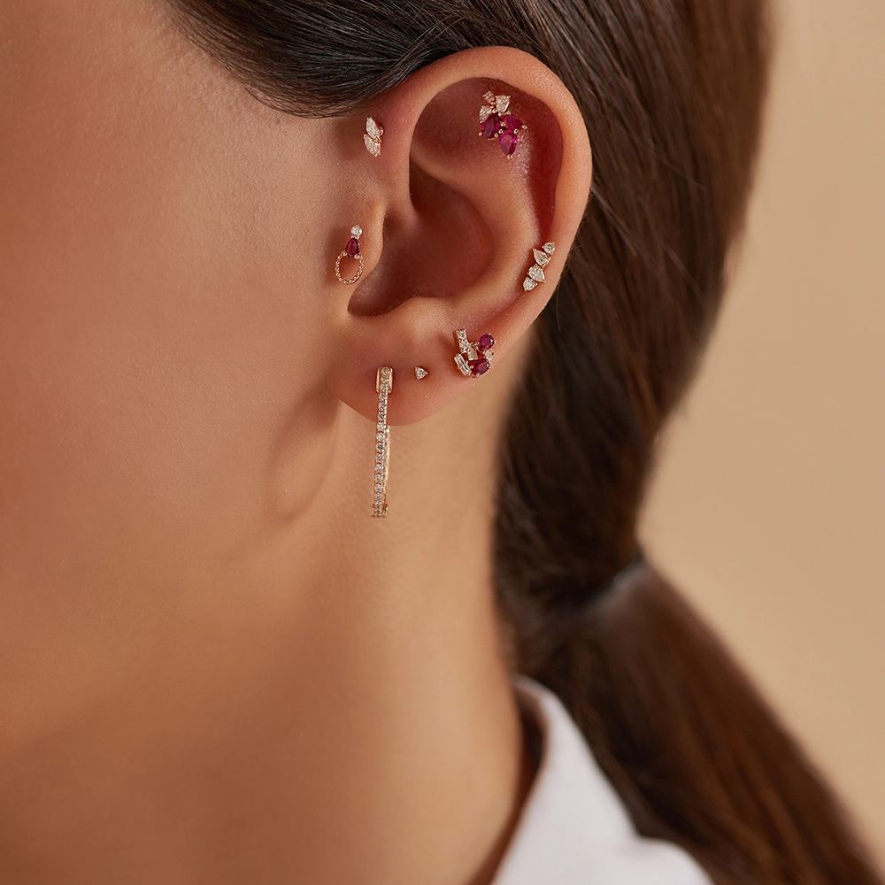 Vine Pear Cut Diamond Rose Gold Piercing - Nev Jewellery (1)