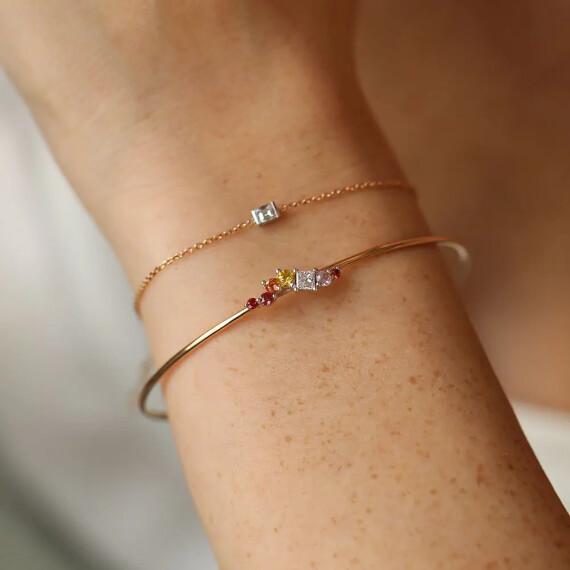 Violet 0.62 CT Multicolor Sapphire and Diamond Bracelet - Nev Jewellery