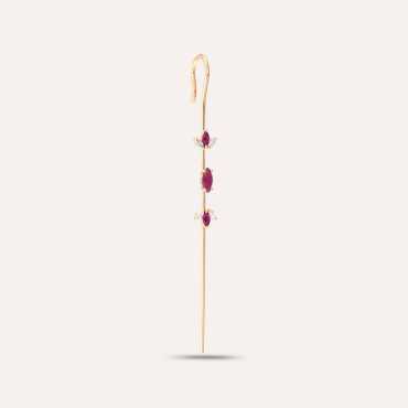 Virgo 0.58 CT Ruby and Diamond Cane Earring - Nev Jewellery
