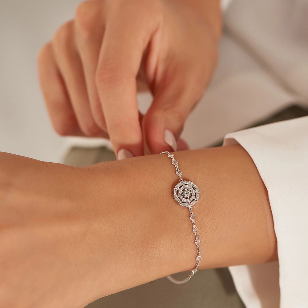 Viva 0.62 CT Diamond and Rose Cut Diamond White Gold Bracelet - Nev Jewellery (1)