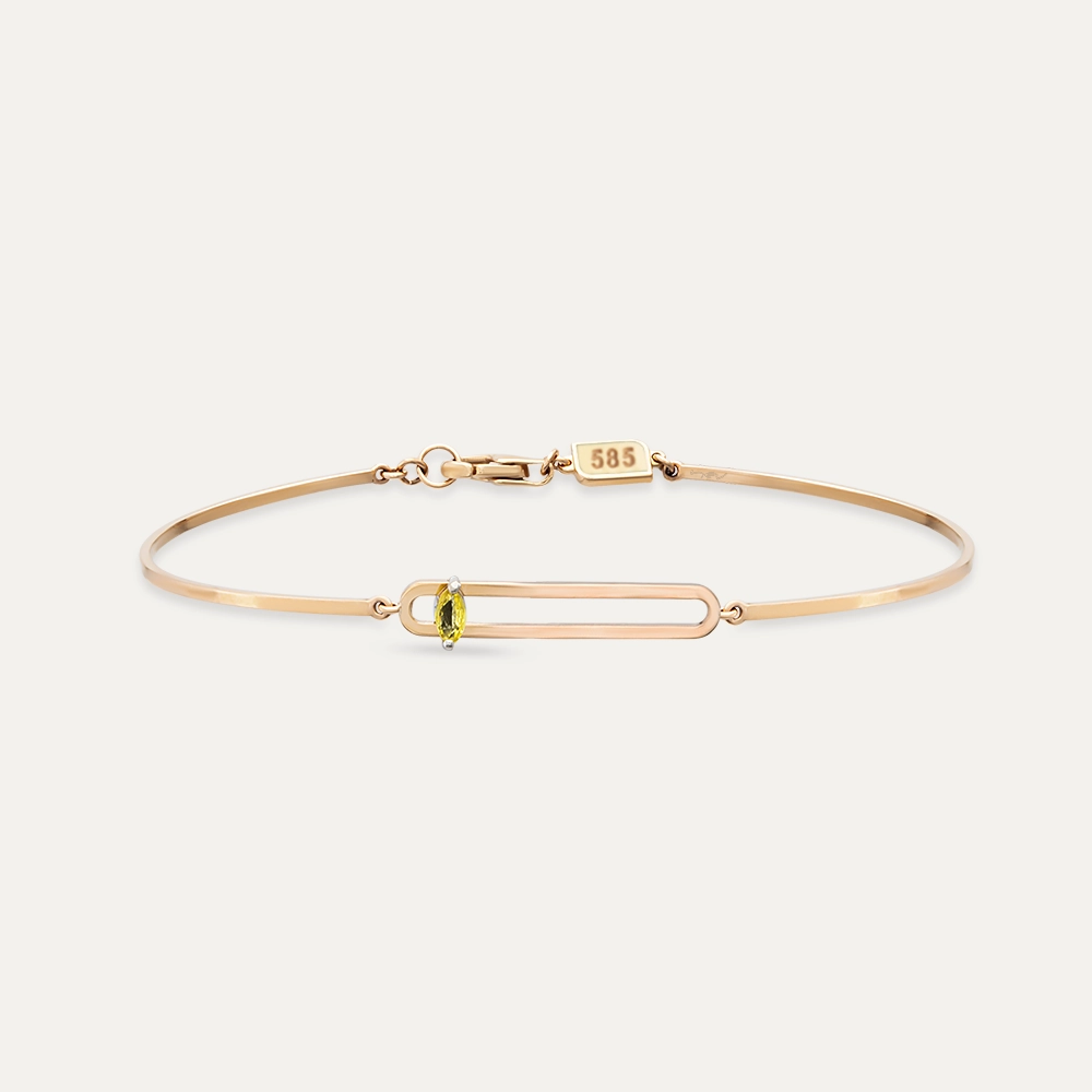 Vivien 0.08 CT Marquise Cut Yellow Sapphire Rose Gold Bracelet - Nev Jewellery (1)