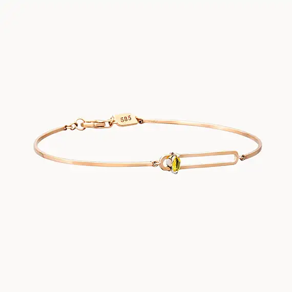 Vivien 0.08 CT Marquise Cut Yellow Sapphire Rose Gold Bracelet - 3