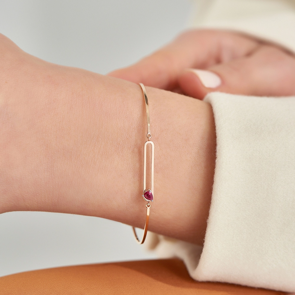 Vivien 0.08 CT Pear Cut Ruby Rose Gold Bracelet - Nev Jewellery (1)