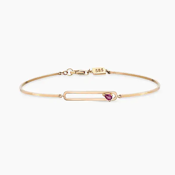 Vivien 0.08 CT Pear Cut Ruby Rose Gold Bracelet - 1