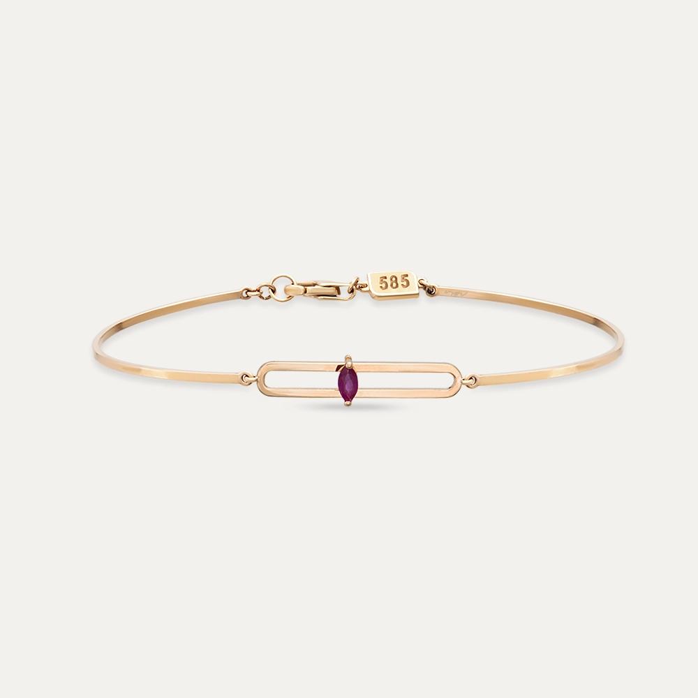 Vivien 0.07 CT Marquise Cut Ruby Rose Gold Bracelet - Nev Jewellery (1)