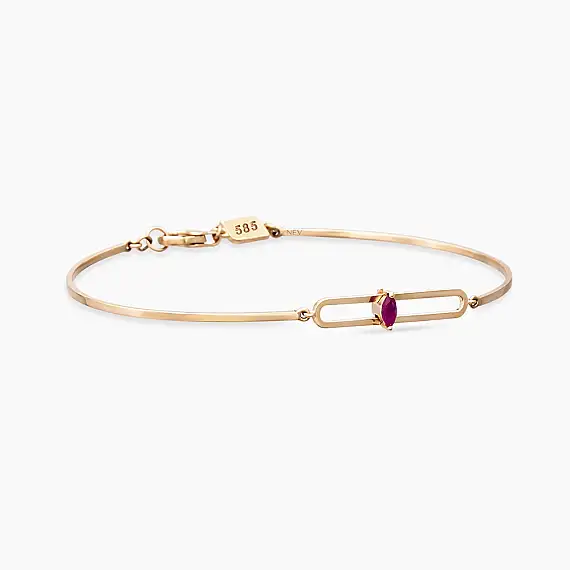 Vivien 0.07 CT Marquise Cut Ruby Rose Gold Bracelet - 4