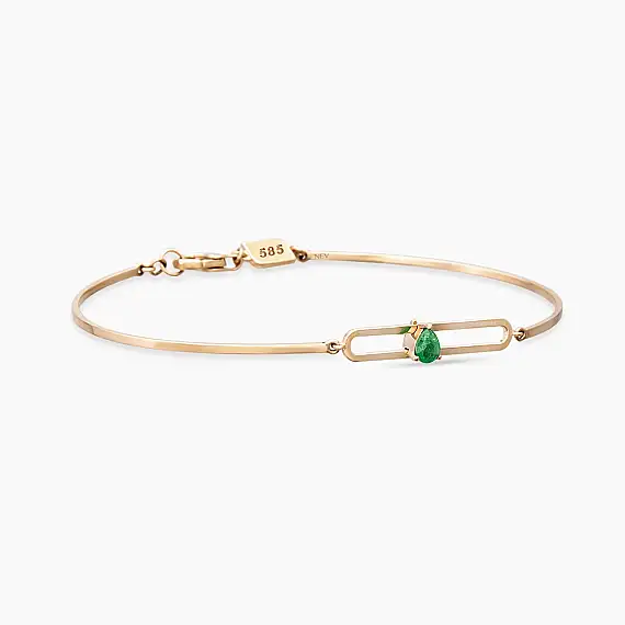 Vivien 0.13 CT Pear Cut Emerald Rose Gold Bracelet - 3