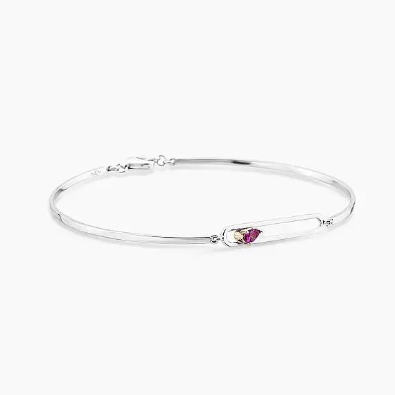 Vivien 0.16 CT Pear Cut Ruby White Gold Bracelet - 4