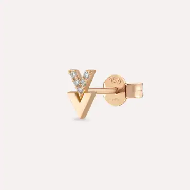 Way Diamond Rose Gold Single Earring - Nev Jewellery (1)