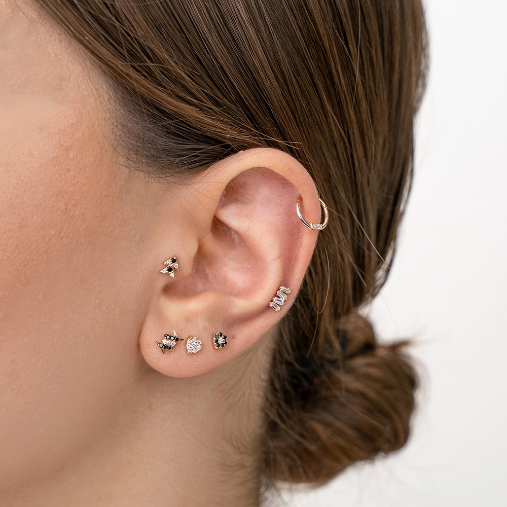 Weave Baguette Cut Diamond Rose Gold Piercing - Nev Jewellery (1)
