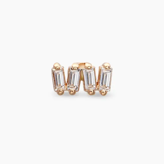 Weave Baguette Cut Diamond Rose Gold Piercing - 4