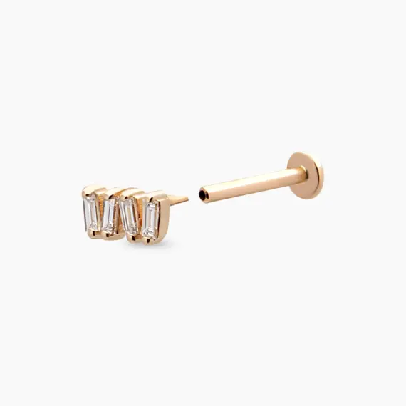 Weave Baguette Cut Diamond Rose Gold Piercing - 5