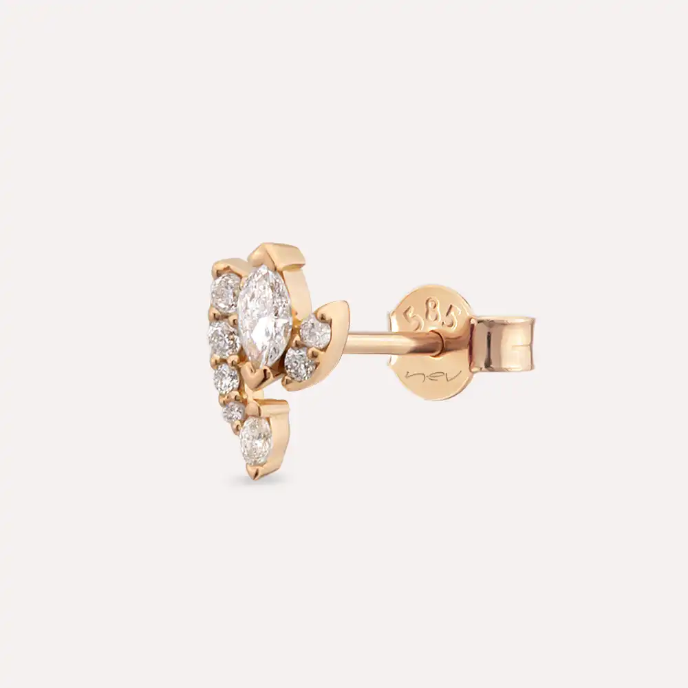 Wendy Marquise Cut Diamond Rose Gold Single Earring - 1