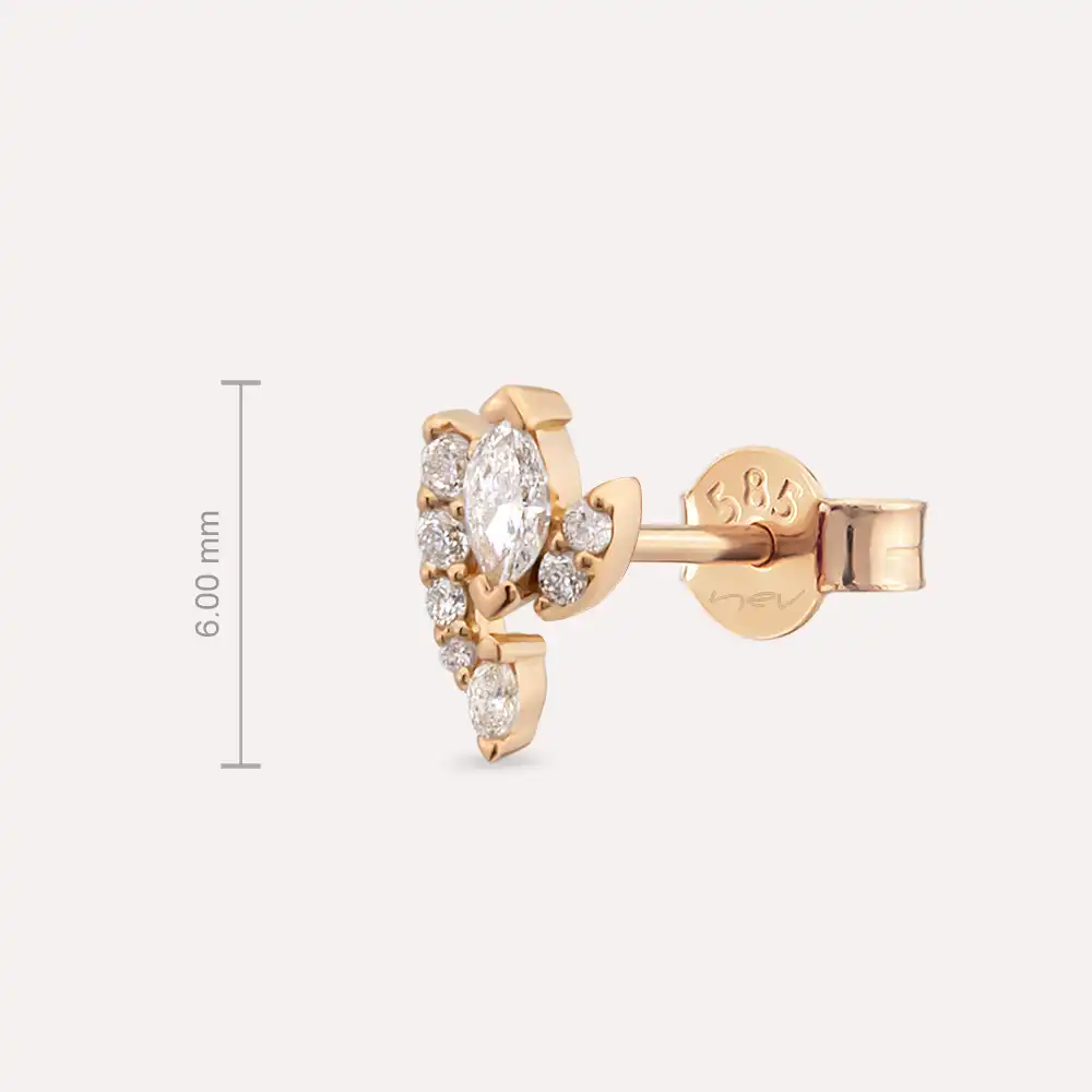 Wendy Marquise Cut Diamond Rose Gold Single Earring - 3