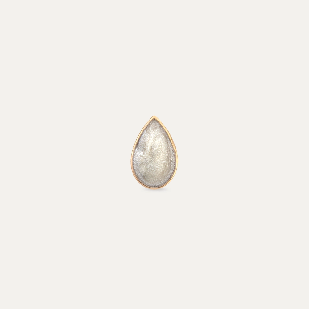 White Pearly Enamel Rose Gold Drop Shaped Single Earring - Nev Jewellery (1)