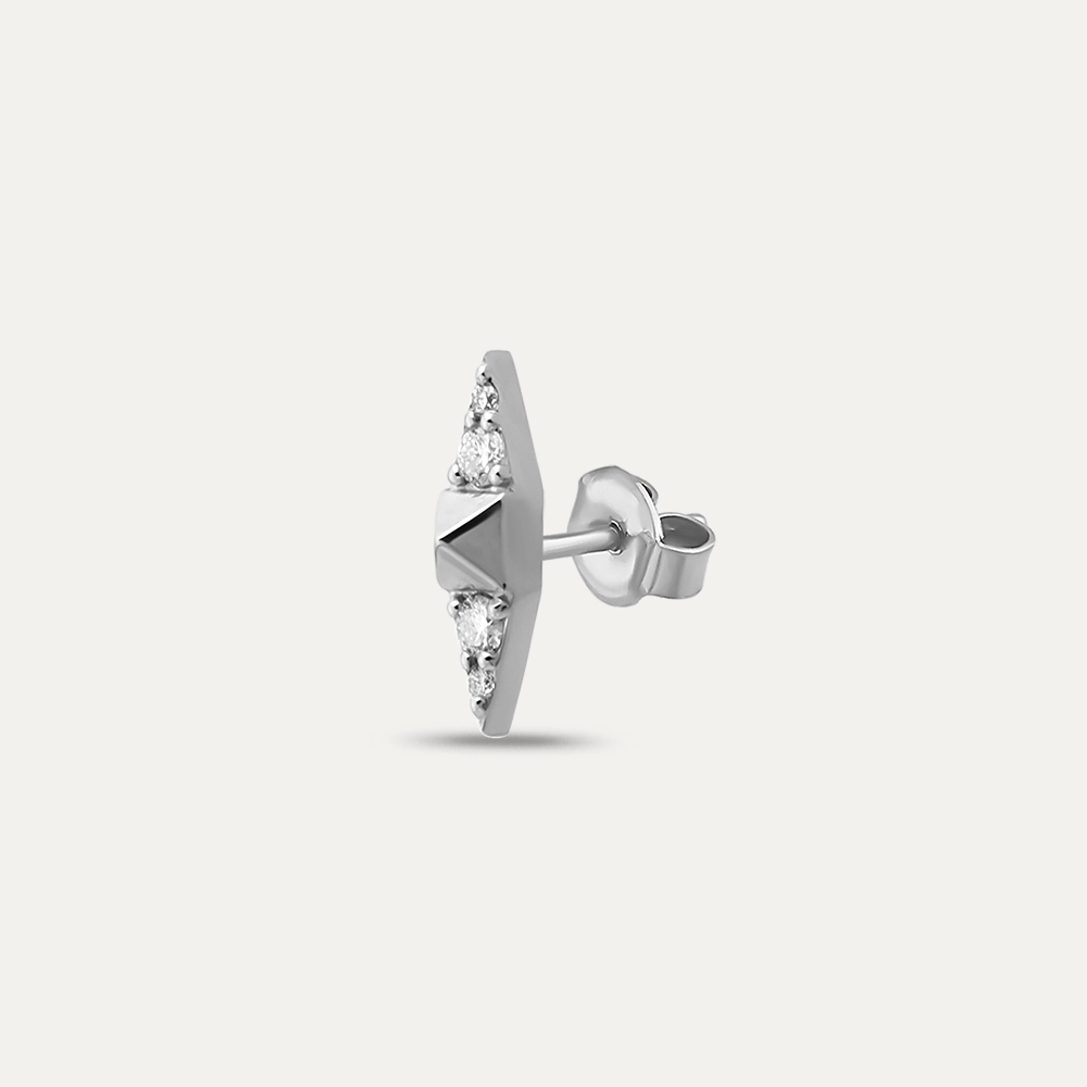 White Spike 0.04 CT Diamond Single Earring - 3