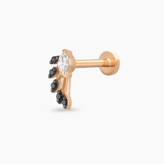 Asteroid Black Diamond Rose Gold Piercing - Nev Jewellery