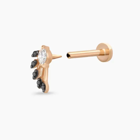Asteroid Black Diamond Rose Gold Piercing - 4