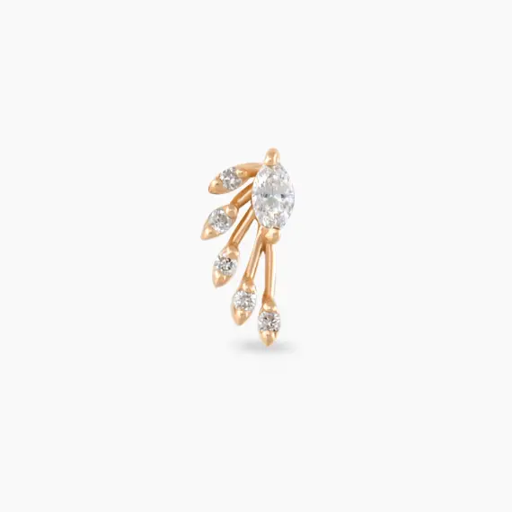 Asteroid Marquise Cut Diamond Rose Gold Piercing - 4