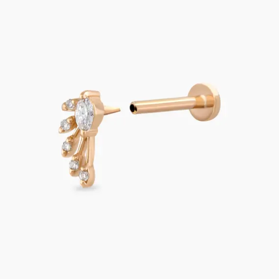 Asteroid Marquise Cut Diamond Rose Gold Piercing - 5