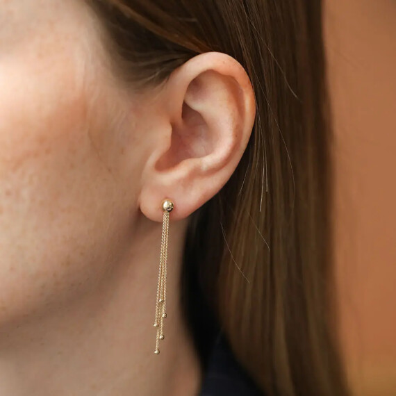 Witty Yellow Gold Dangling Earring - Nev Jewellery