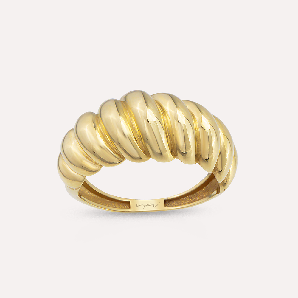 Yellow Gold Croissant Ring - Nev Jewellery (1)