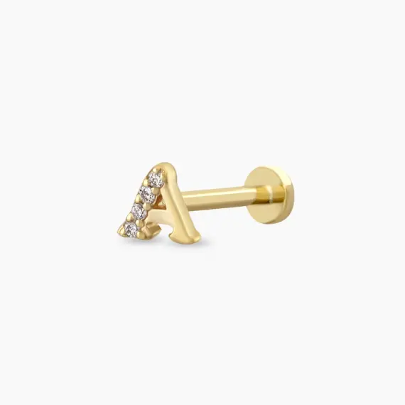 Yellow Gold Diamond Letter Piercing - 2