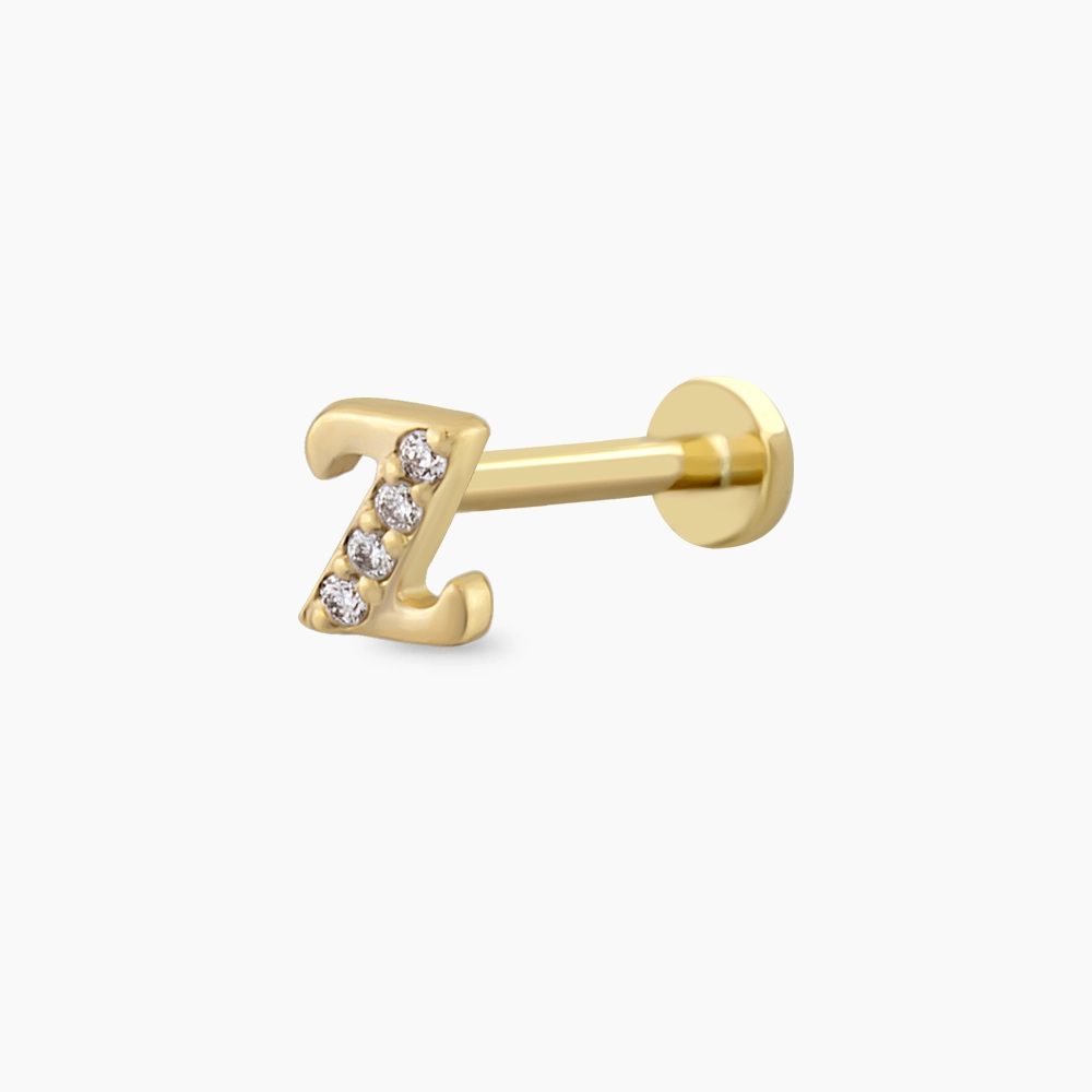 Yellow Gold Diamond Letter Piercing - 6
