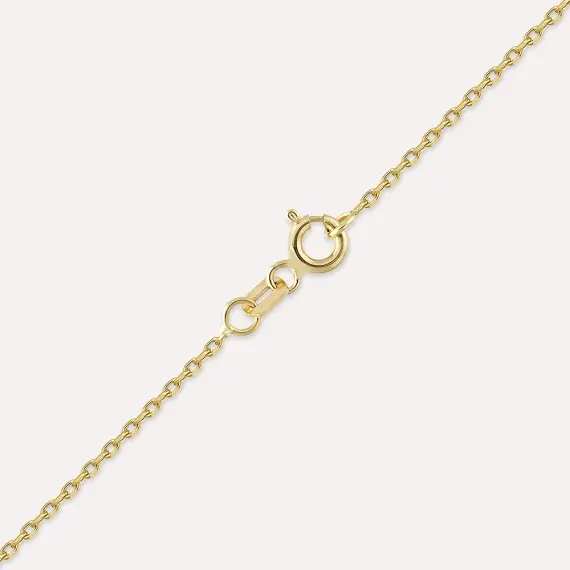 Yellow Gold Heart Necklace with Turquoise Enamel - 4