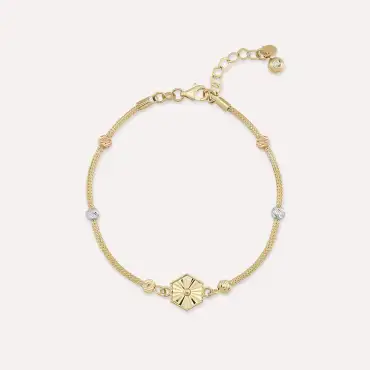 Yellow Gold Hexagon Clover Bracelet - Nev Jewellery (1)