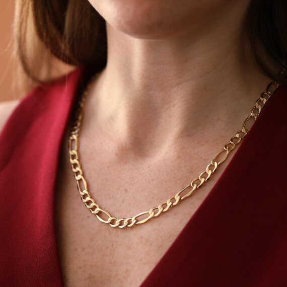 Yellow Gold Italian Figaro Necklace - Nev Jewellery