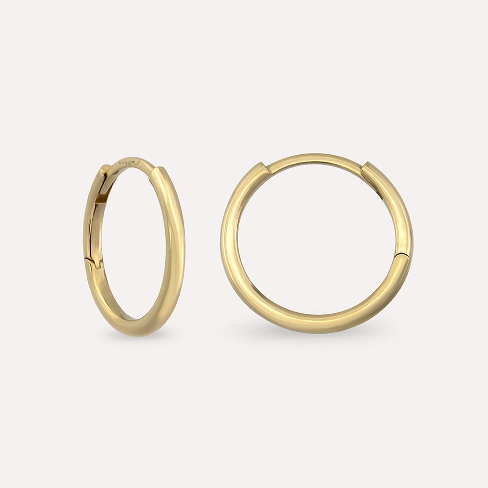 Yellow Gold Mini Hoop Earring - 1