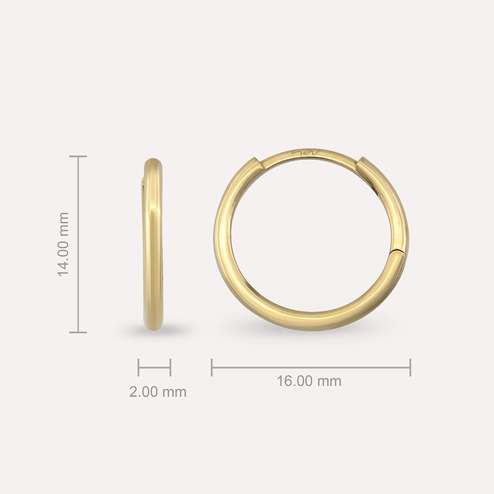 Yellow Gold Mini Hoop Earring - 3