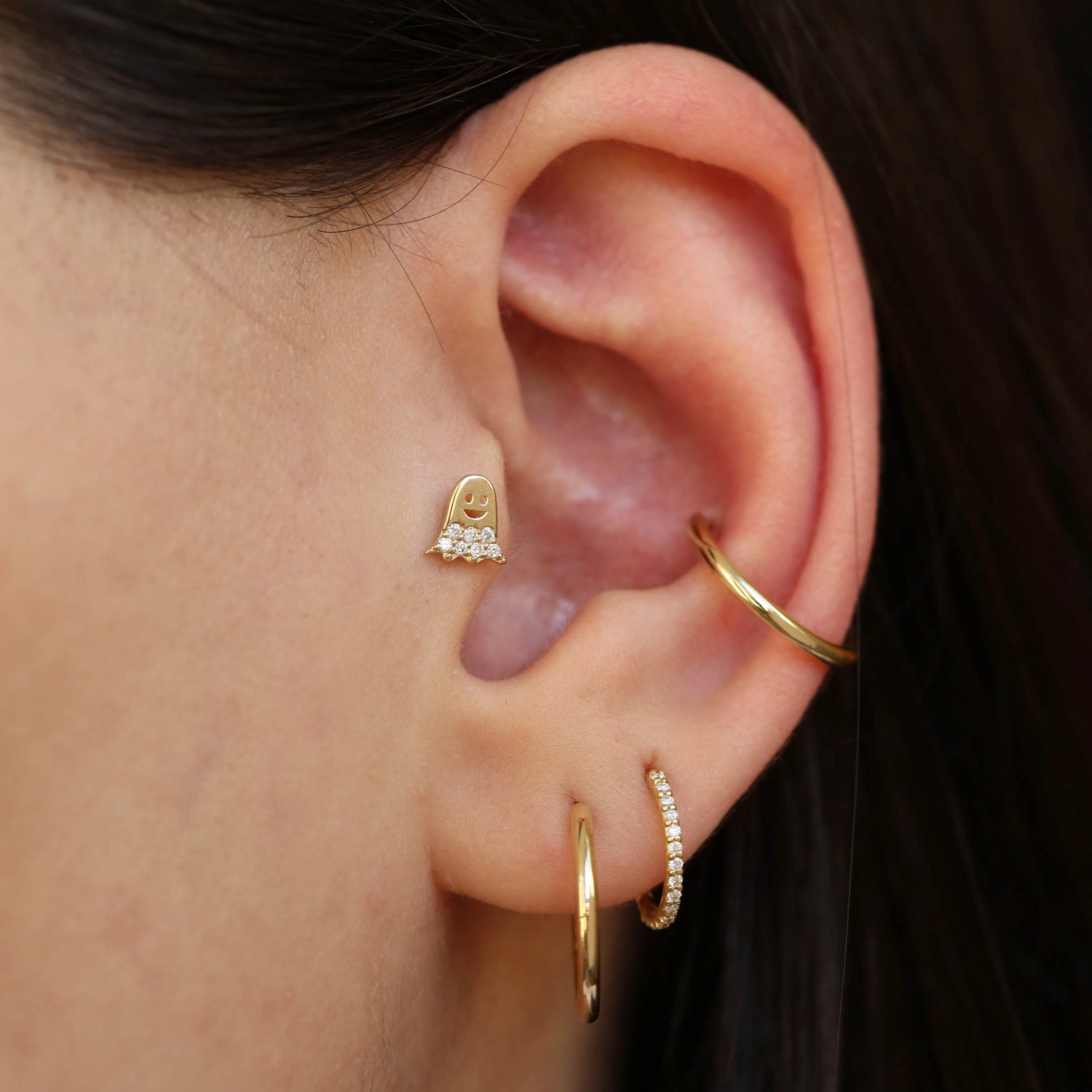Yellow Gold Mini Hoop Earring - Nev Jewellery (1)