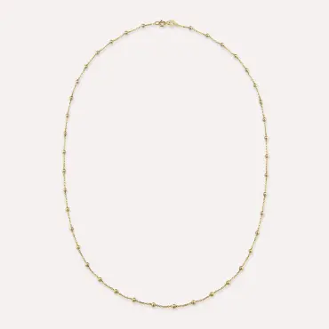 Yellow Gold Necklace Chain with Ball Detail - Nev Jewellery (1)