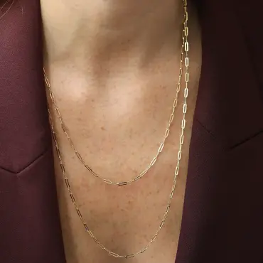 Yellow Gold Papperclip Chain - Nev Jewellery (1)