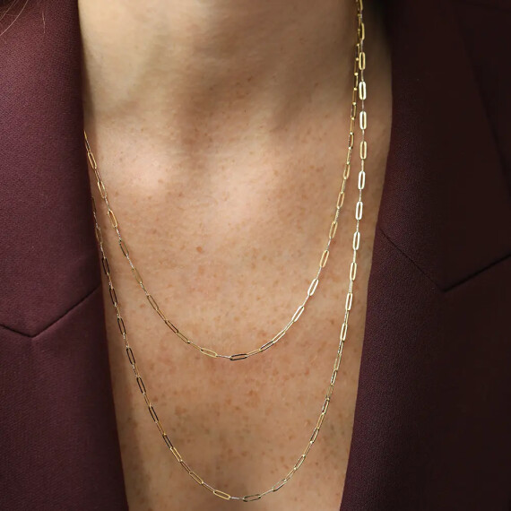 Yellow Gold Papperclip Chain - Nev Jewellery