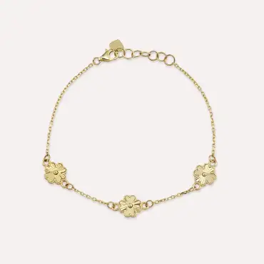 Yellow Gold Trefoil Bracelet - Nev Jewellery (1)