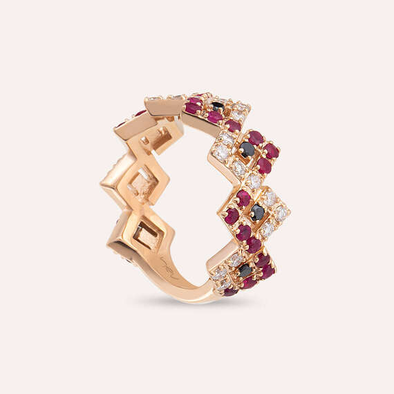 Zig Zag 1.49 CT Ruby and Diamond Rose Gold Ring - 5