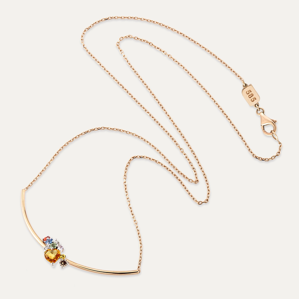 Zoya 0.76 CT Brown Diamond and Multicolor Sapphire Pendant - 3