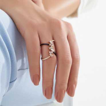 Erakis Baget Pırlanta Taşlı ve Siyah Mineli Yüzük - Nev Jewellery (1)