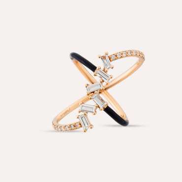 Erakis 0.89 CT Baguette Cut Diamond and Black Enamel Ring - Nev Jewellery