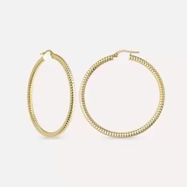 Esma Sarı Altın Halka Küpe - Nev Jewellery (1)
