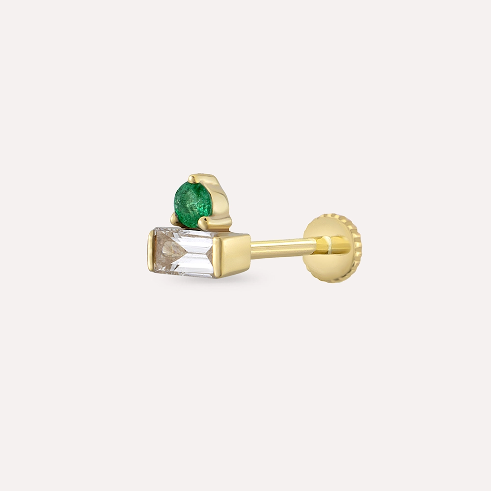 Eva Emerald and Diamond Yellow Gold Piercing - 1